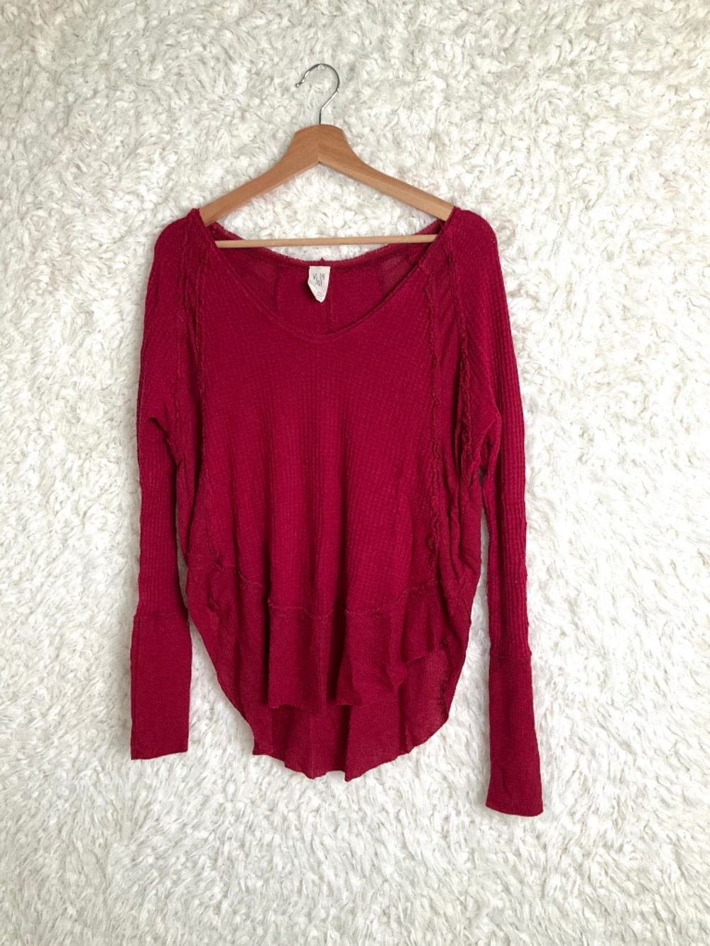 WE THE FREE WOMEN'S RED THERMAL LONG-SLEEVE TOP~SIZE SMALL!